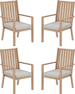 FansaFurn Patio Dining Chairs Set of 4, Aluminum Outdoor Patio Chairs with Waterproof Cushions, Metal Outdoor Patio Furniture Set for Porch, Balcony, Deck, Backyard, Brown