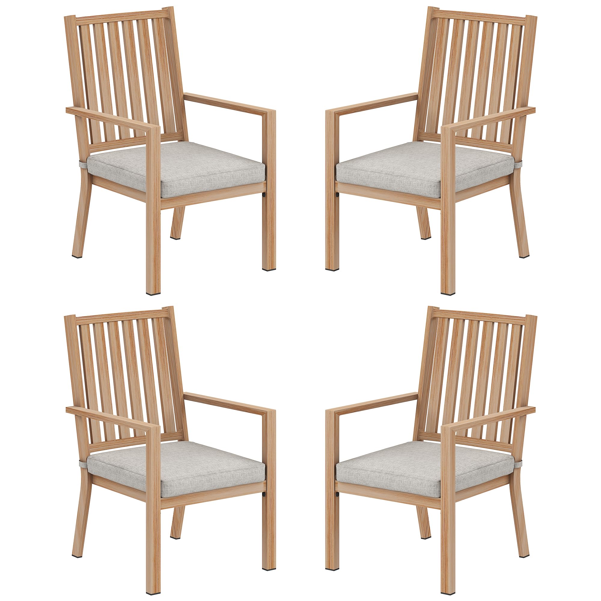 FansaFurn Patio Dining Chairs Set of 4, Aluminum Outdoor Patio Chairs with Waterproof Cushions, Metal Outdoor Patio Furniture Set for Porch, Balcony,