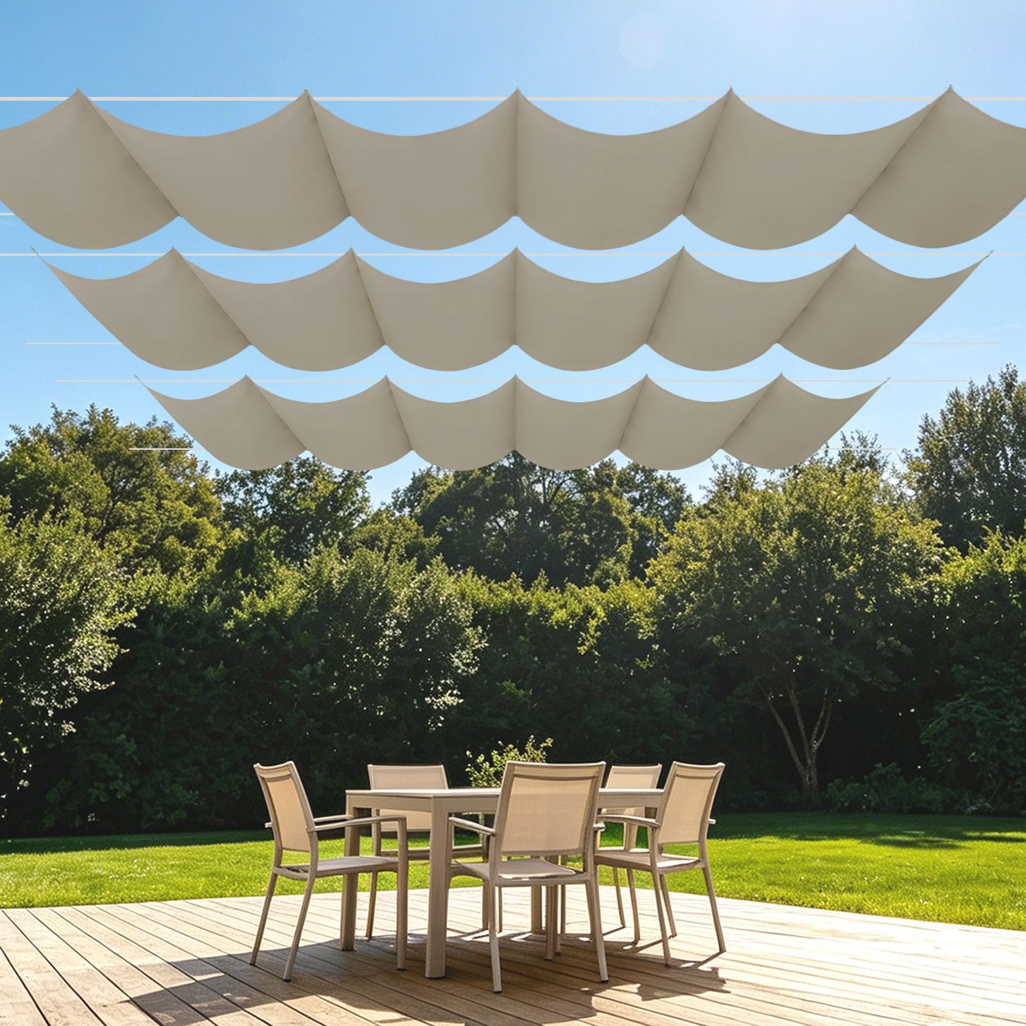 Voile d'ombrage impérmeable taupe 300x450 cm rectangulaire pour terrasse