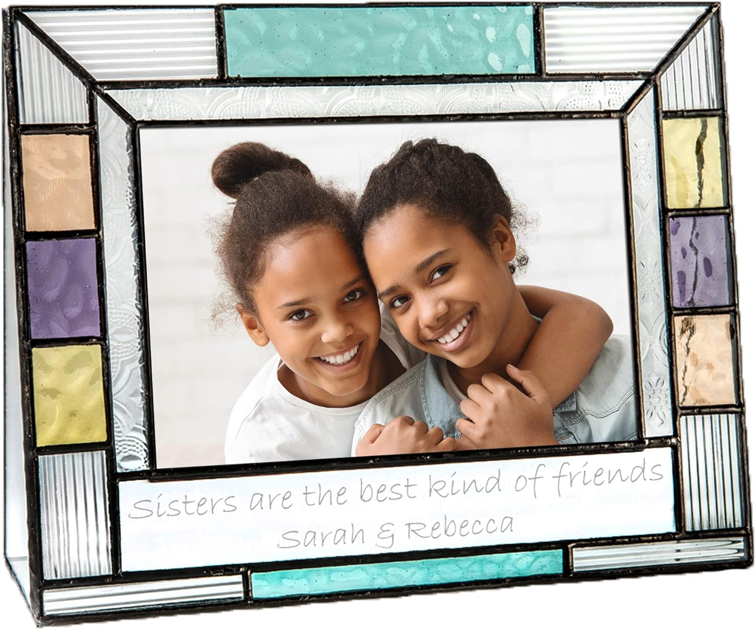 Sister Picture Frame Personalized 4x6 Photo Engraved Keepsake Colorful Stained Glass Décor J Devlin Pic 391 EP570 (4x6 vertical)