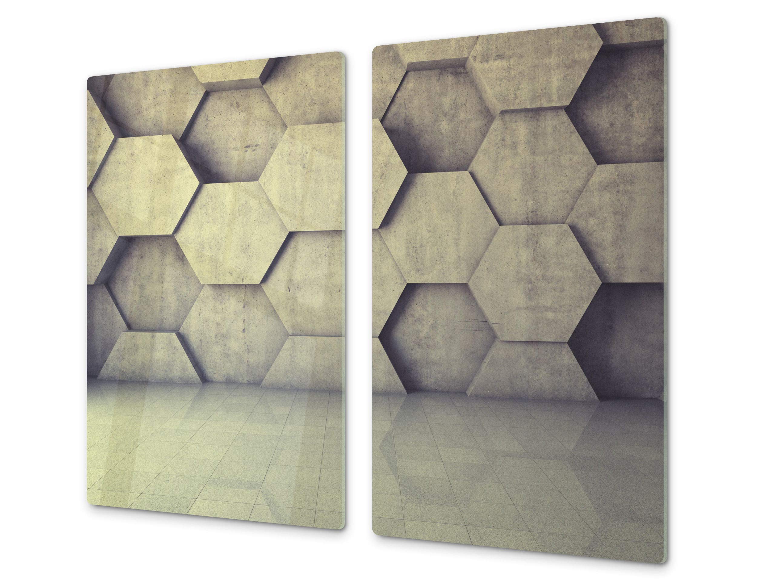 Planche à découper en verre trempé et couvre-cuisinière – Résistant à la chaleur et aux bactéries – UNE PIÈCE (60x52 cm) ou DEUX PIÈCES (30x52 cm chacune); D10A Série Textures: Texture 82
