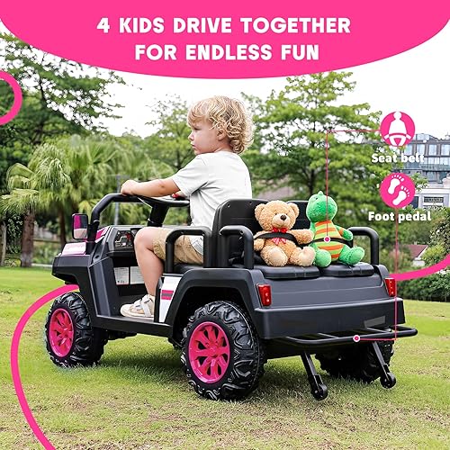 Miniatura 2 de Coche eléctrico para niños, juguetes de 24 V y 4 plazas con control remoto para padres, suspensión de 4 ruedas, capacidad máxima de peso de 220