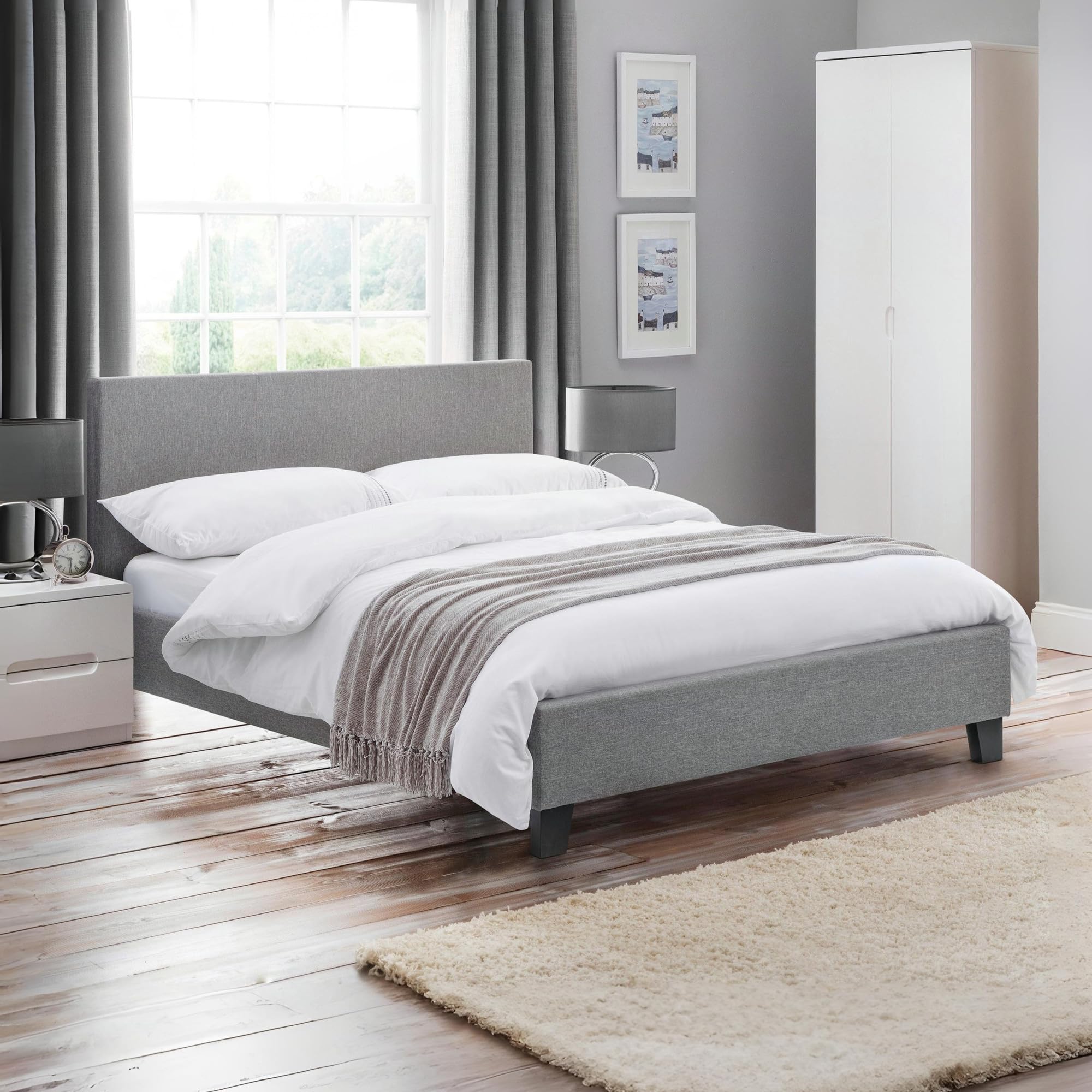 Julian Bowen Grey Rialto Fabric Bed