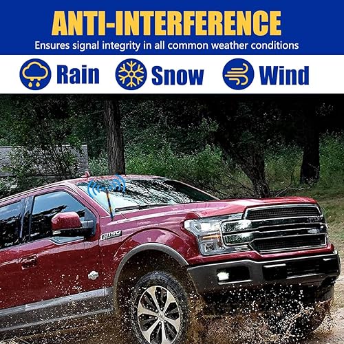 Miniatura 5 de Kewucn Antena de radio corta para automóvil, 4.7 pulgadas, superficie pulida de aluminio azul horneado, mástil de antena automática, antena de radio