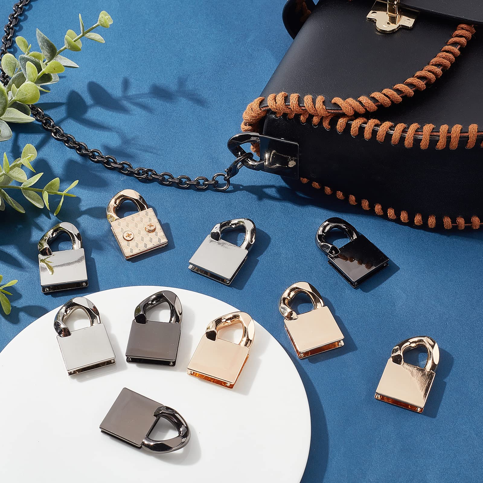 WADORN 10 pezzo Set di Fermagli per Borsa In Lega, Hardware per La Chiusura Della Borsa Borsa Fai-Da-Te Chiusura con Lucchetto Accessori per Connettori A Catena con Anello A D Accessori
