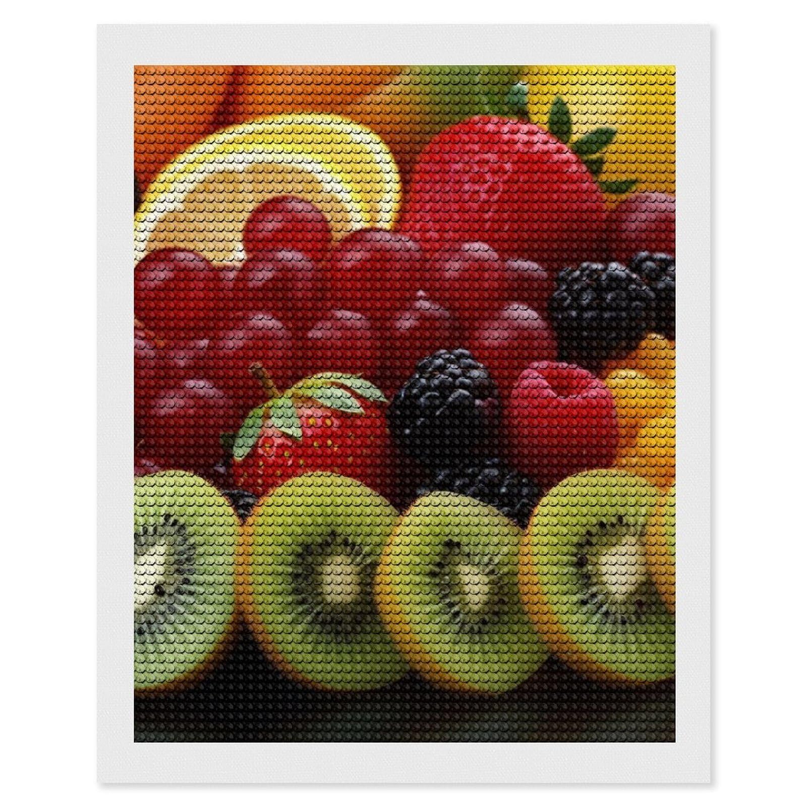 FodPand Diamond Art Kits for Adults, 5D Aurora Diamond Painting Kits for Beginners, Fresh Fruit DIY Full Drill Dots Gem Art Paint Crafts for Home Wall Decor 16"x20"
