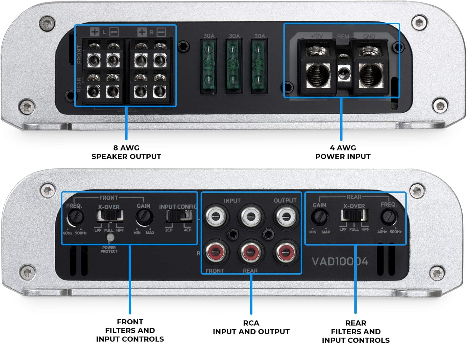 NVX VAD10004 1000W RMS Full Range Class D 4-Channel Car/Marine/Powersports Amplifier : Electronics