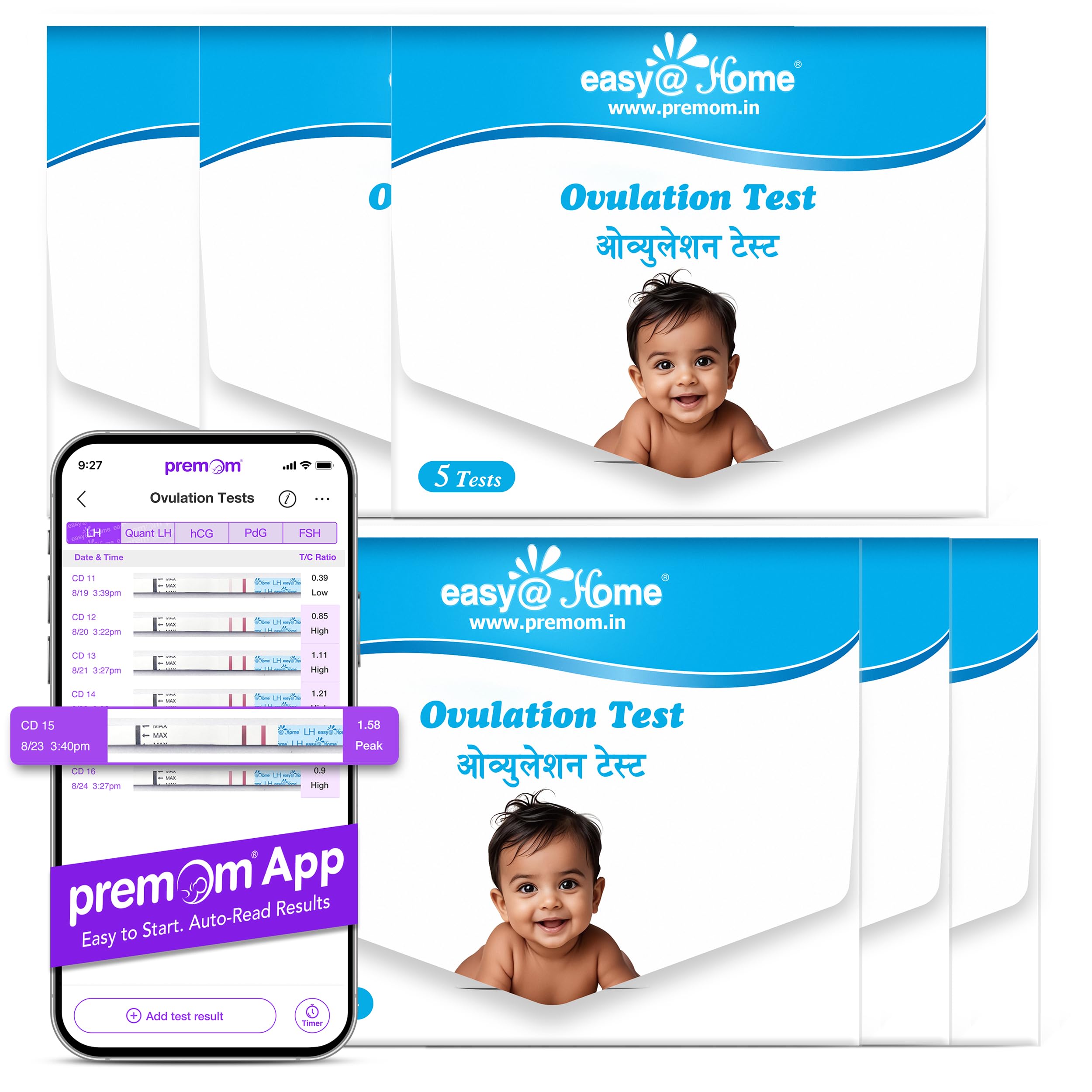 Easy@Home Ovulation Test Strips 5-Count (Pack of 6) Bundle, Easy to Use Fertility Monitor for Women, Detects LH Surge within 5 Minutes, Compatible with Premom Ovulation Tracker App-image-39
