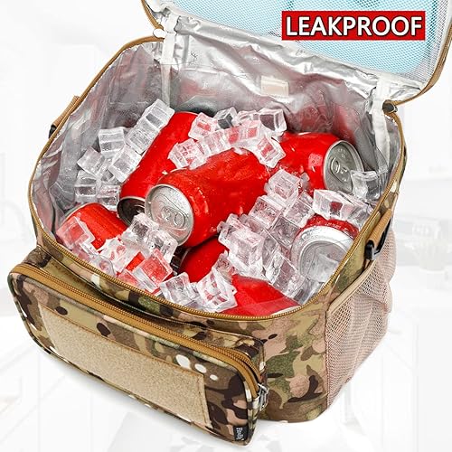 Miniatura 4 de FlowFly Lonchera táctica con aislamiento grande para hombres y mujeres con correas Molle y PALS (Multicam, grande)