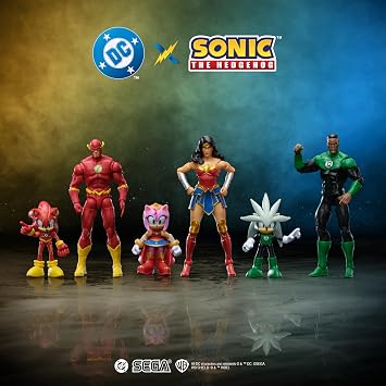 Sonic The Hedgehog DC x Sonic Silver as Green Lantern and Action Figure Multipack Jakks Pacific Includes a 6 cm Silver Figure as Green Lantern and a 13 cm Tall
