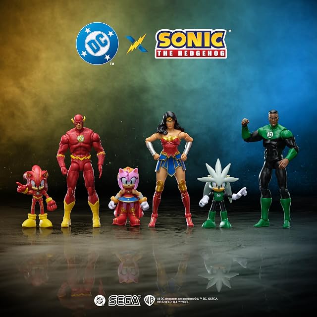Foto 4 de 8 de DC x Sonic - Amy como Mujer Maravilla, Multipack de Figuras de acción, Licencia Oficial Jakks Pacific…