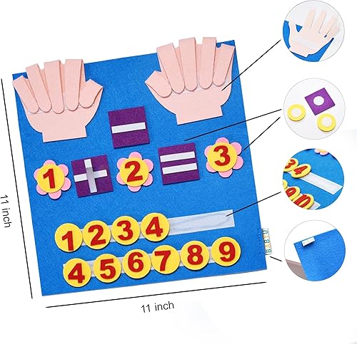 Miniatura 2 de Montessori Learning - Juguete educativo de fieltro para niños pequeños, número de dedo, aprendizaje, conteo, matemáticas, tablero de fieltro,