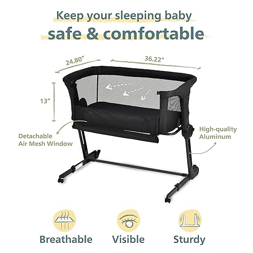 Vista 28 de Cuna Unilove Hugme Plus, cama de noche y cuna lateral, incluye bolsa de viaje y colchón, para bebé, Rosado ciruela