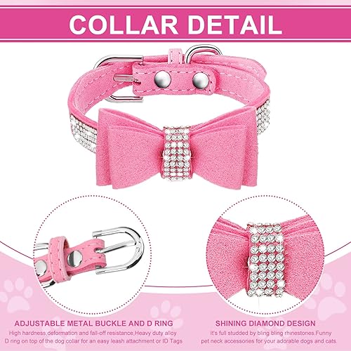 Miniatura 4 de Saintrygo 6 collares para cachorros y niñas, collar de perro rosa con diamantes de imitación para perro y gato, collar de diamante brillante con