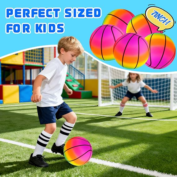 Mini Toy Basketballs Set - 8 Small Balls with Pump, Over The Door Mini Hoop Replacements, Indoor Basketball Toy for Toddlers, Kids, Teenagers, Pool, Yard, Outdoors 5 Pack