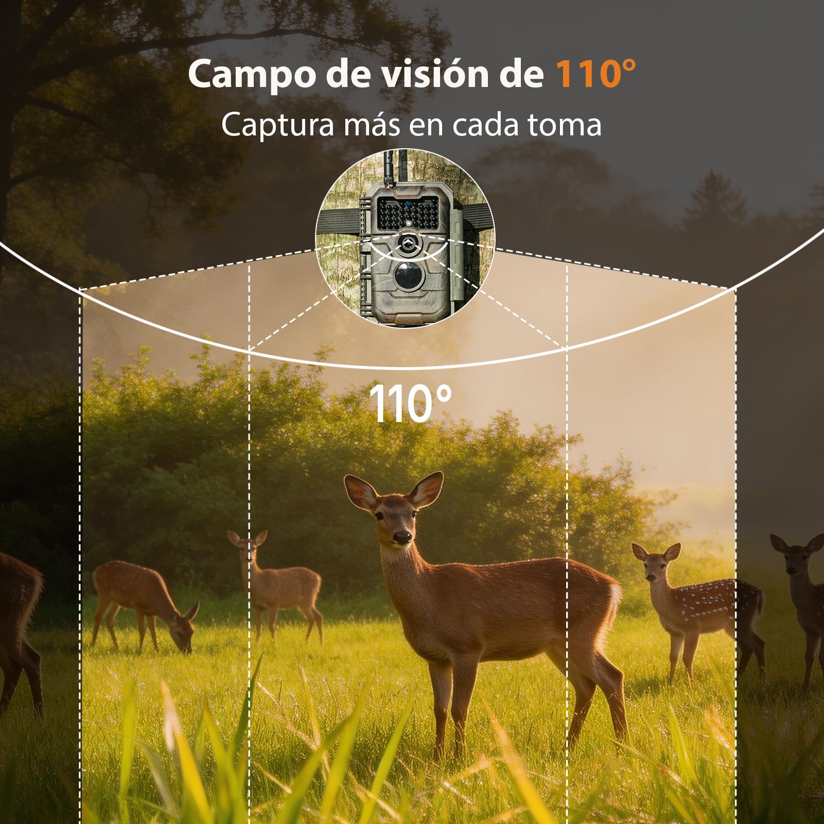 GardePro E6 Câmaras de Caça WiFi con Antena y App 48MP 1296P H.264 Vidéo, Camara Fototrampeo con Alcance de Visión Nocturna de 25m y Amplio Campo de Visión de 110°