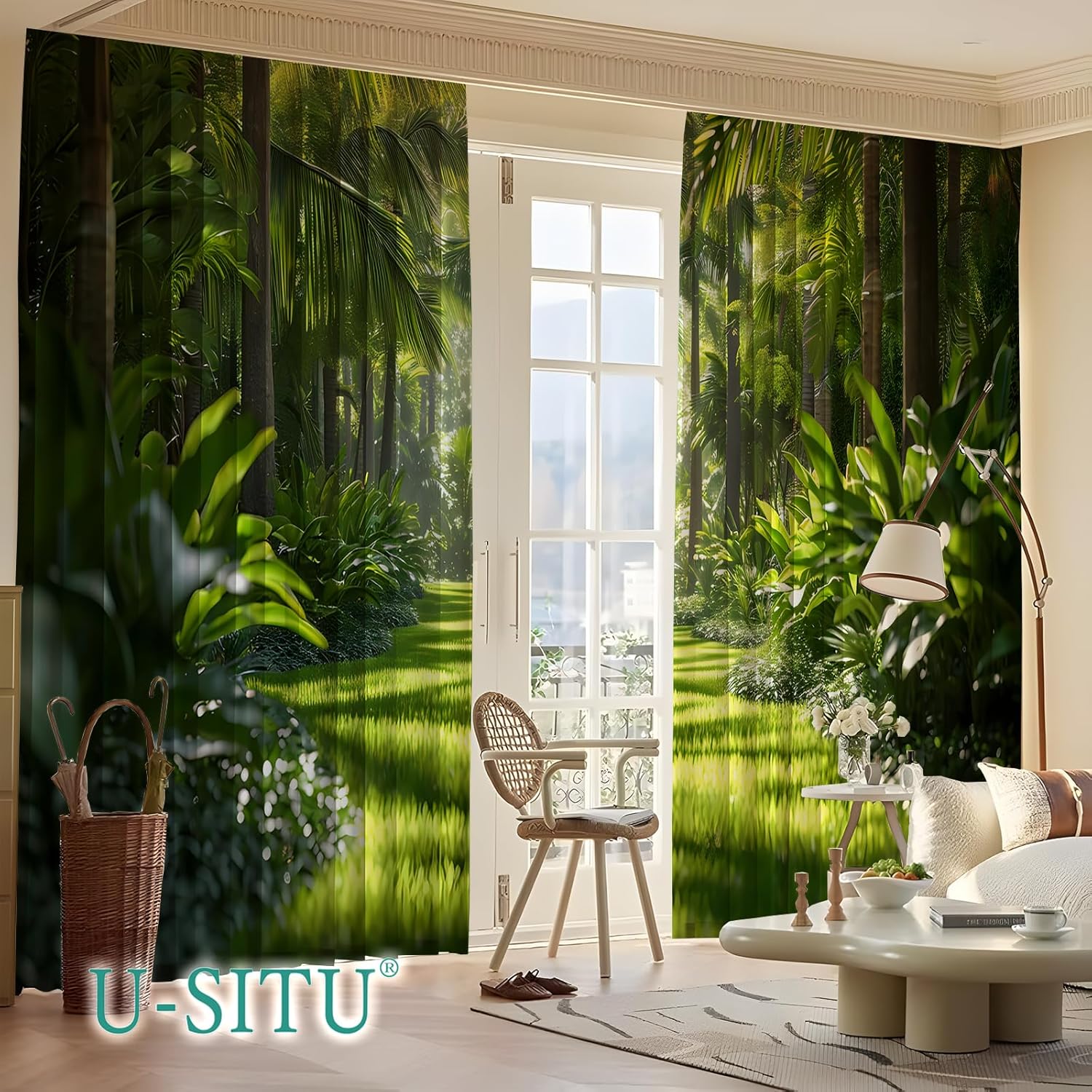Bedroom Curtains, Curtains, Prints, Forest, Road, Flowers - Room, Living Room, Bedroom, Blackout Curtains Size：43" L x 39" W (Pack of 2 BMSL3822A