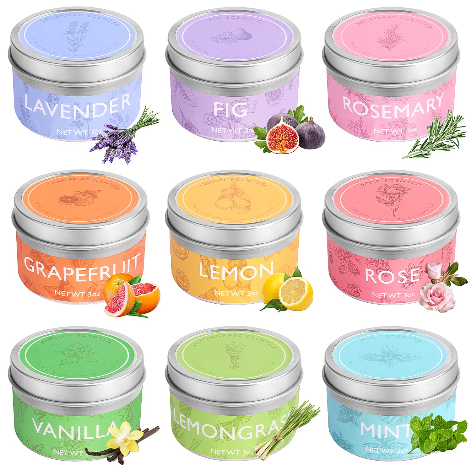 Velas aromáticas regalos para mujeres, 9 vela perfumada de aromaterapia en vidrio, juego de velas pequeñas de cera de soja natural, juego de velas aromáticas de regalo para Navidad, cumpleaños, yoga