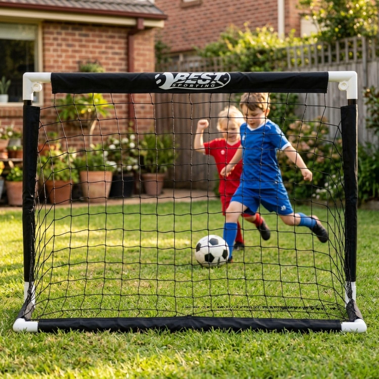 Best Sporting Fußballtor faltbar | Fussballtore für Garten Kinder- wetterfest mit robustem PVC-Gestell, Outdoor Spiele für Kinder - reißfestes 3-lagiges Polyesternetz, 90 x 60 x 60cm