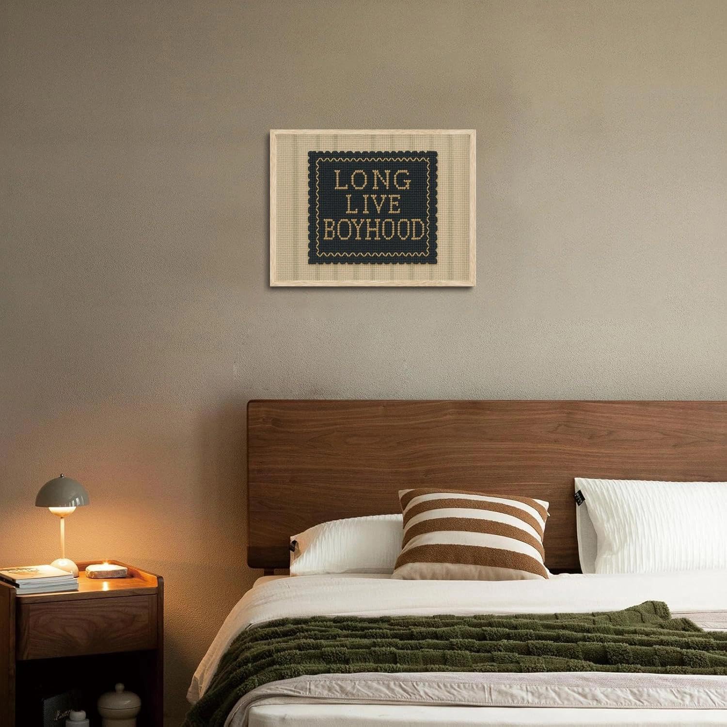 AYHSSMO Vintage Framed Wall Art Long Live Boyhood Canvas Art Rustic Canvas Art Positive Pictures Quote Prints For Boys Bedroom Living Room 12x16in