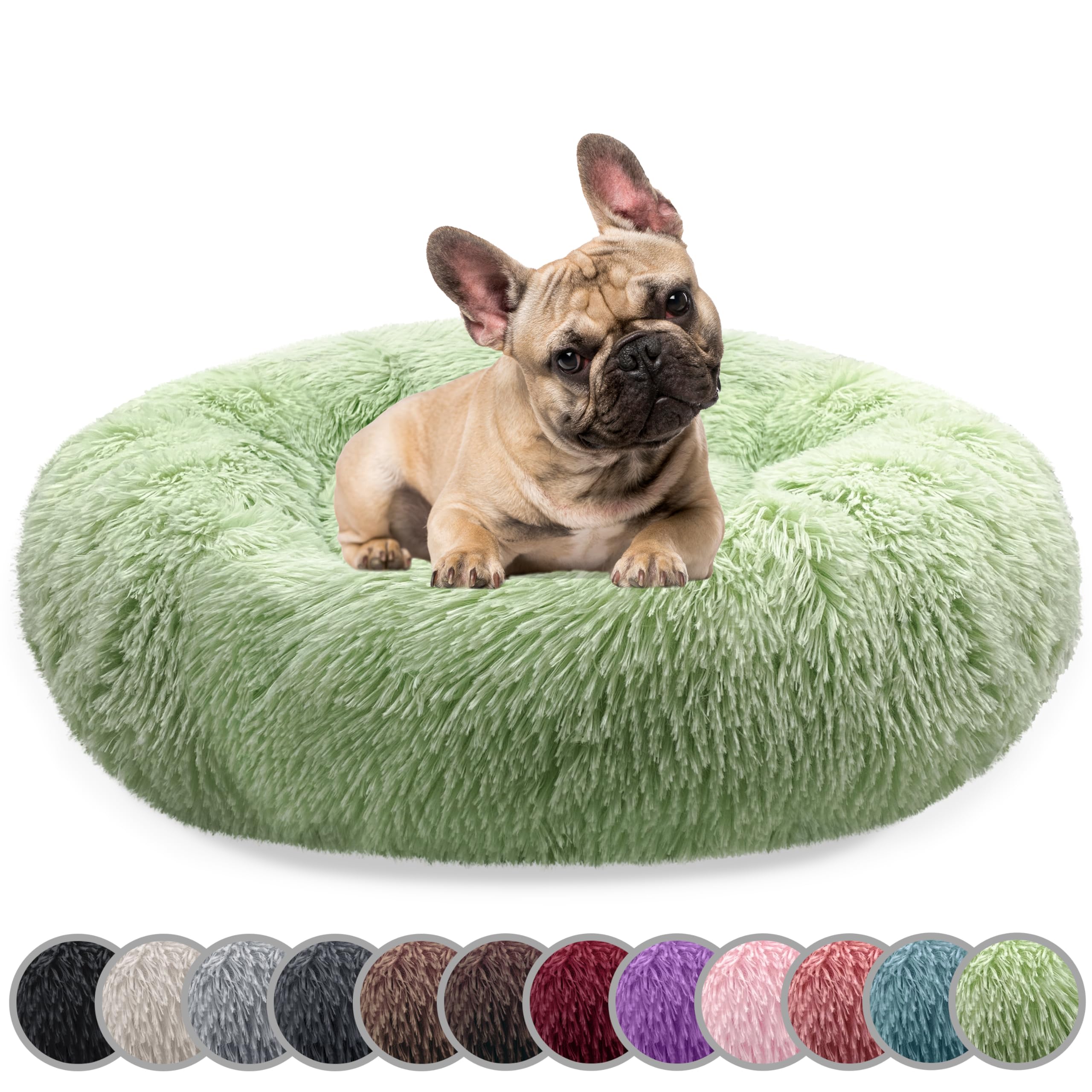 bluzelle Cama Perro para Perros Medianos, 70cm Cojín Redondo Donut Colchon Perro Felpa Suave Sofa Mascotas, Lavable Funda Extraíble Fondo Antideslizante Comodo, Color:Menta