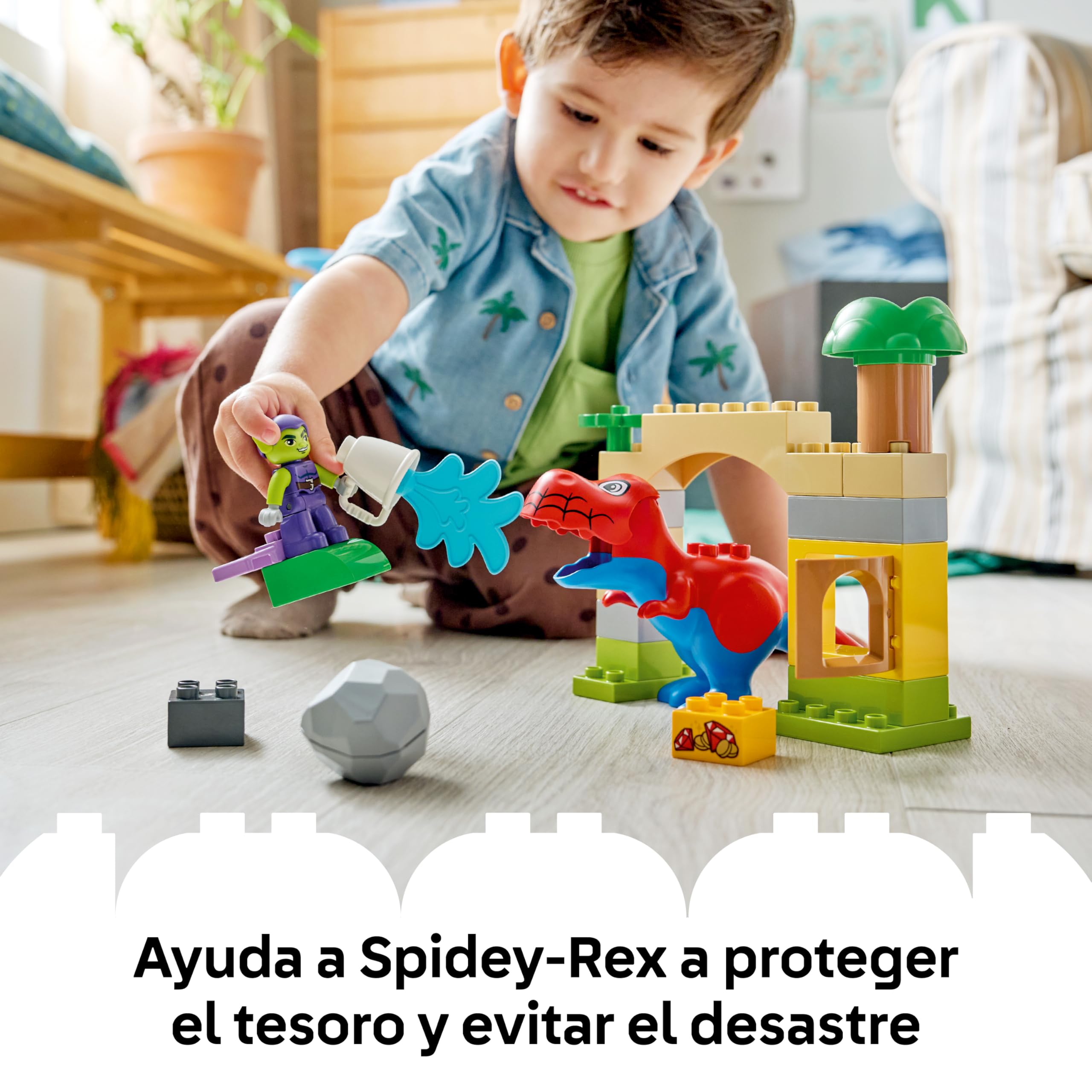 LEGO Duplo Marvel Dinosaurio Spidey-Rex vs. Duende Verde - Juego Educativo para la Motricidad Fina - 2 Figuras Inc. Spidey T. Rex - Juguete de Superhéroes - Regalo para Niños de 2+ Años - 10463