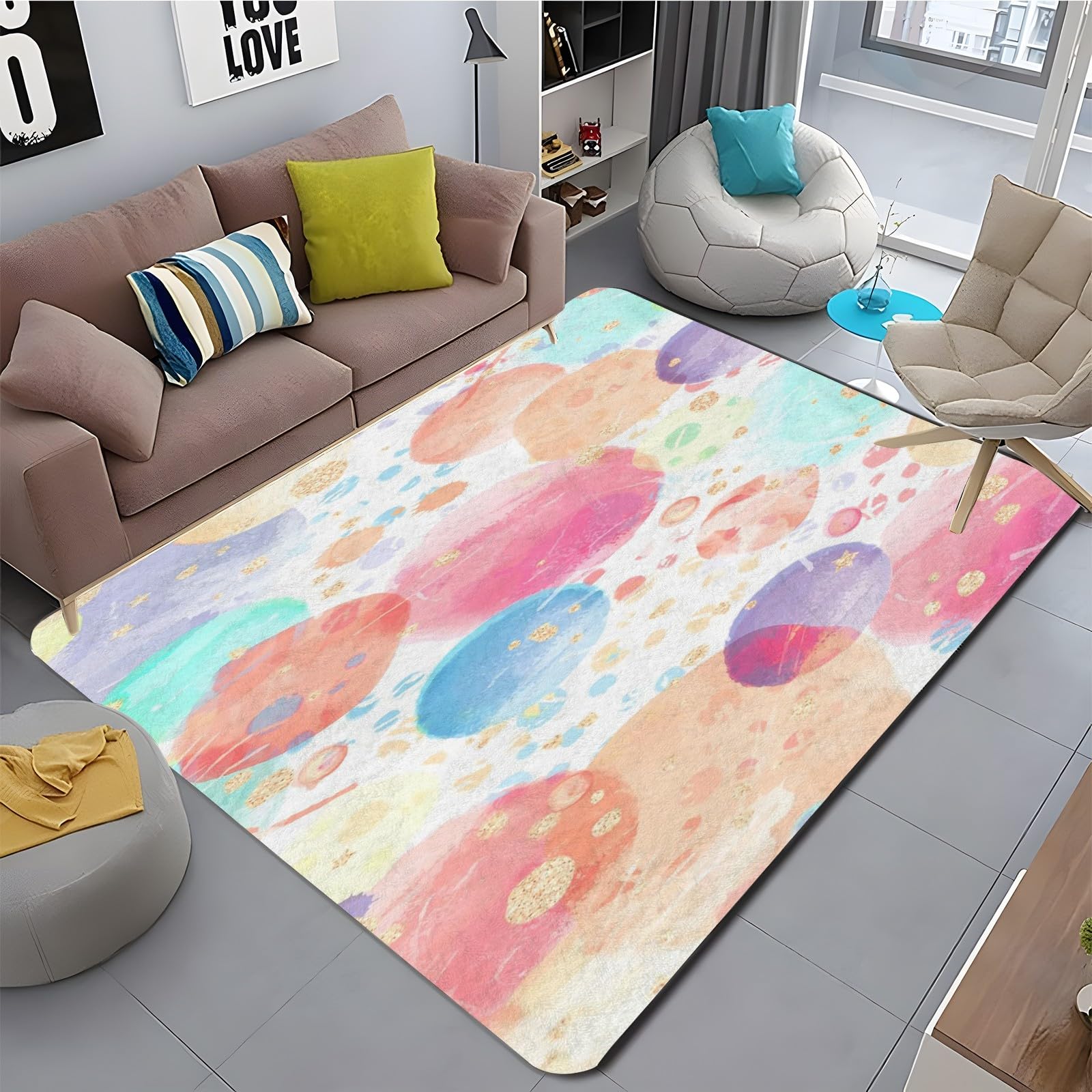 Amazon.com: Colorful Area Rug 7x9 - Durable Indoor Outdoor Carpet