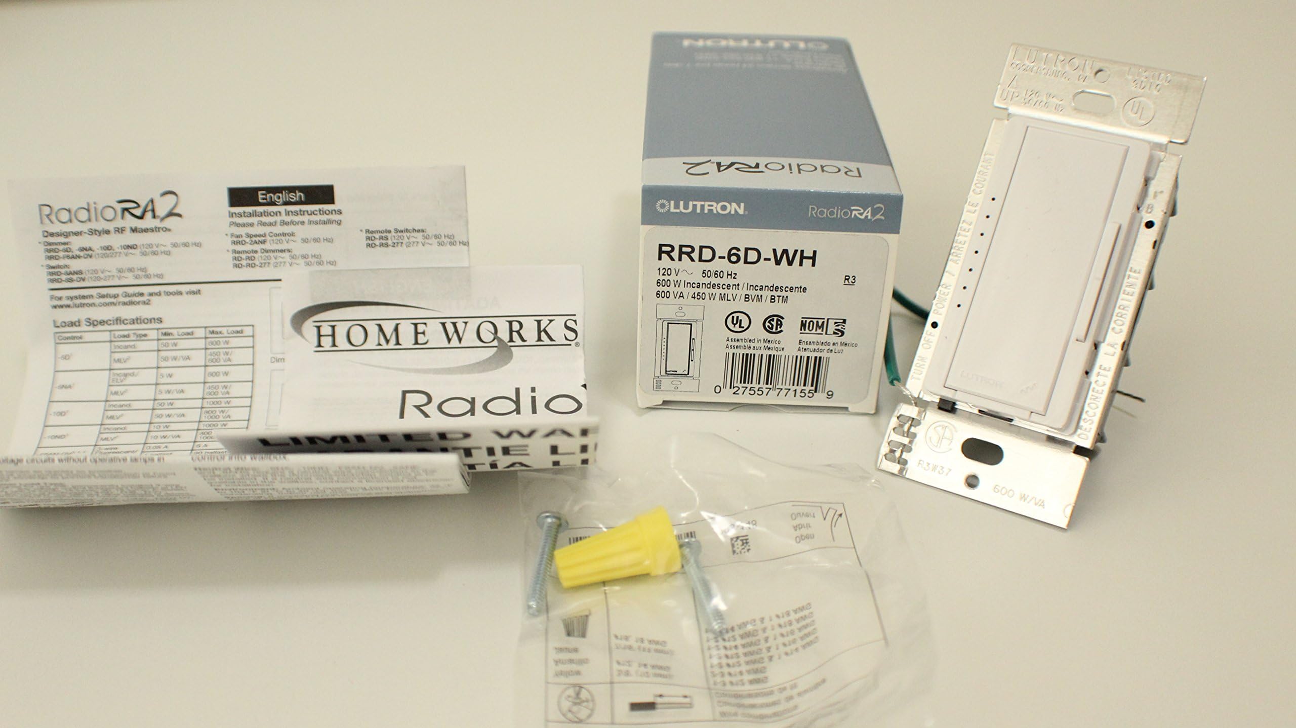 Lutron Electronics RRD-6D-WH LIGHTING DIMMER (RRD6DWH)