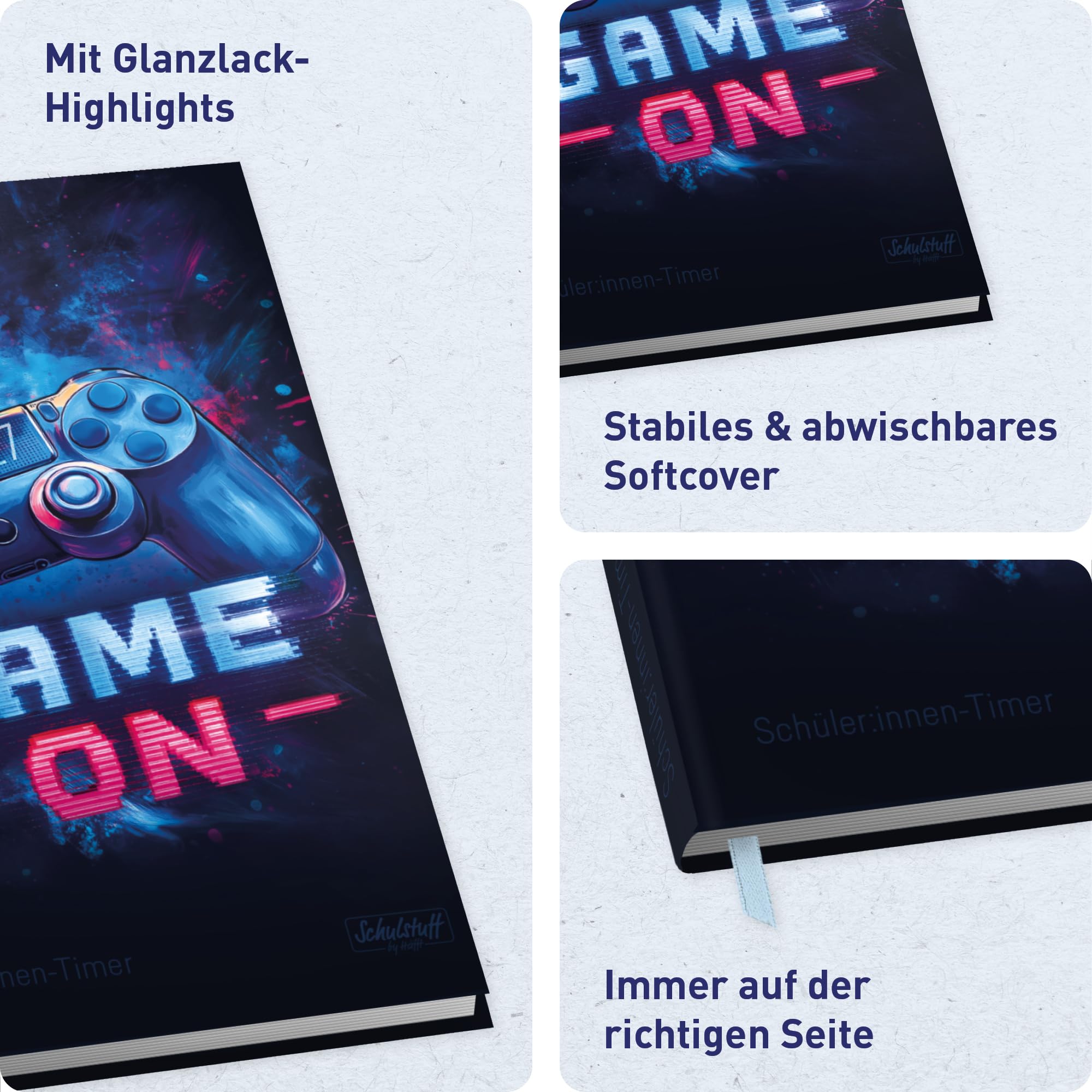 Schulstuff Schüler:innen-Timer 2026 2027 A5 - organisiert durchs neue Schuljahr - Flexocover Schülerkalender, Schülerplaner, Hausaufgabenheft "Game on"