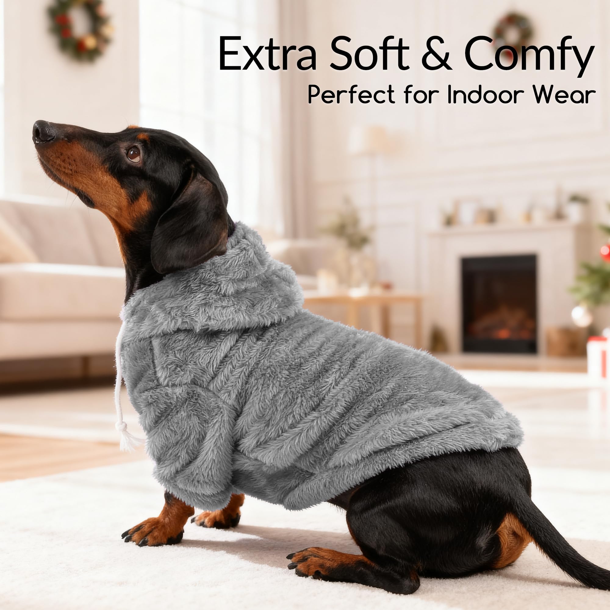 Fuzzy Dog Hoodie – Warmer Fleece-Kapuzenpullover Für Kleine Hunde, Größe S (Grau), Waschbar