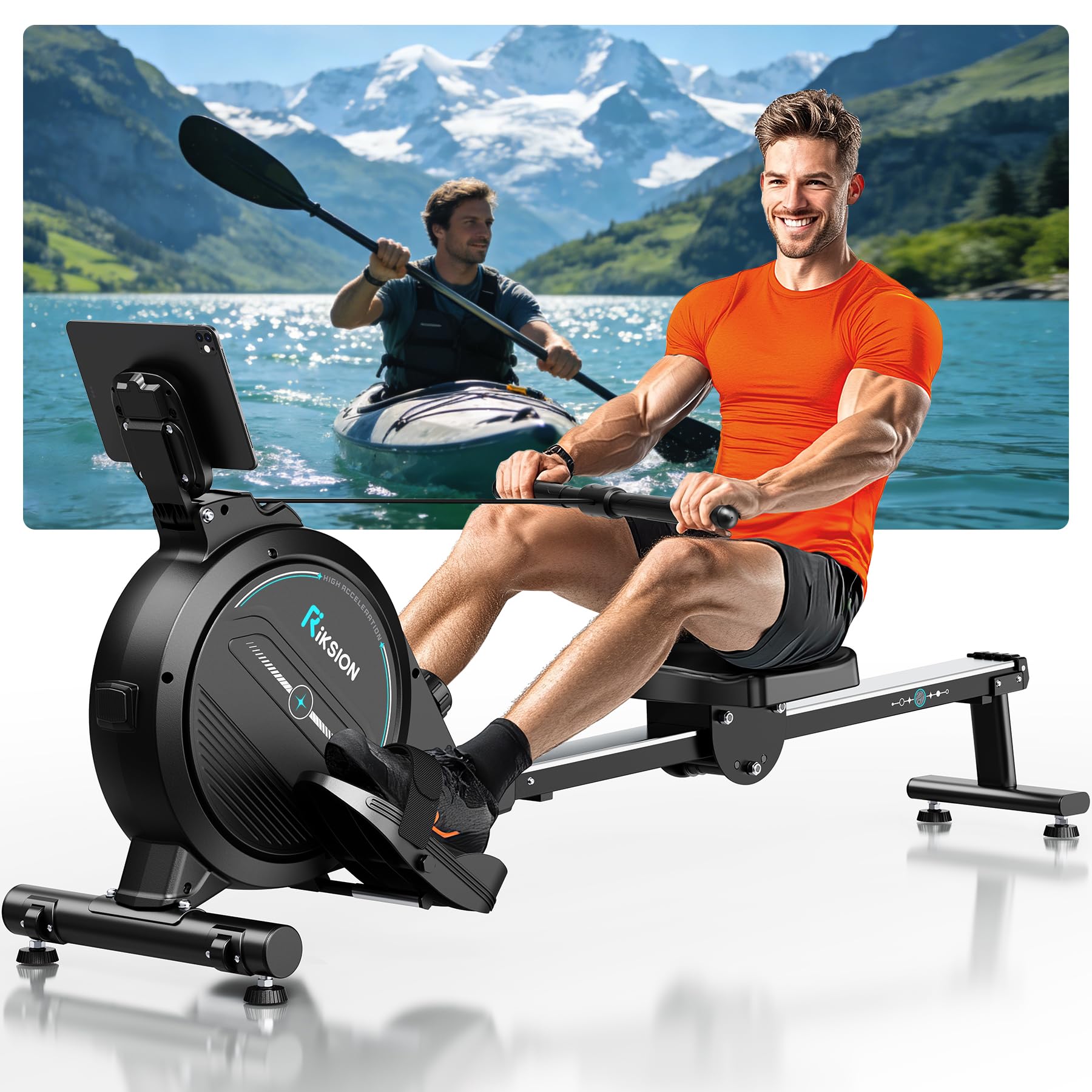 [2026 Neu] Rudergerät für Zuhause mit Magnet-Fitnesstrainer,Rudergerät 16 Stufen Widerstand, Indoor-Gerät für das Home-Gym, Cardio-Trainingsgerät, 160 kg Kapazität mit LCD-Monitor
