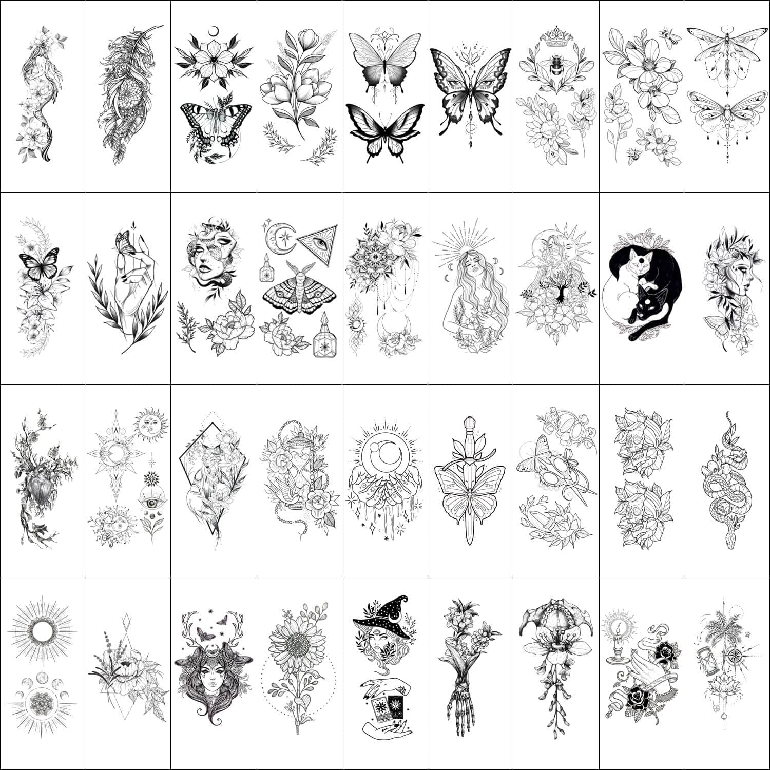 GLARYYEARS Temporary Tattoo for Women 48-Pack Long-lasting Realistic Tattoos, 12 Large + 36 Small Fake Tattoo Sticker - Image 3