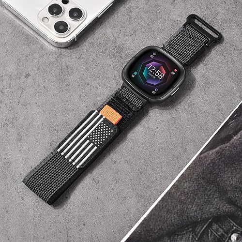 Miniatura 4 de KOREDA Compatible con Fitbit Versa 3Fitbit Versa 4Fitbit SenseSense 2 bandas para mujeres y hombres, correa deportiva ajustable elástica trenzada de