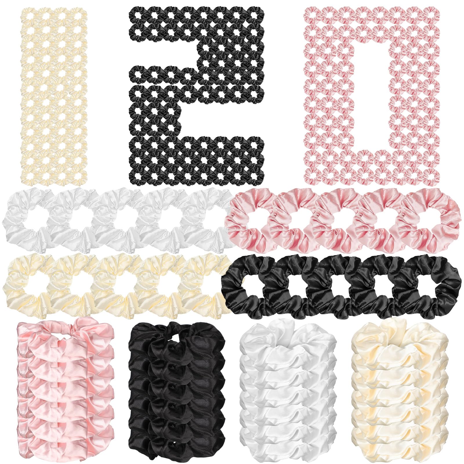 120 Stück Seiden-Haargummis, 10 cm, stilvolle Satin-Haargummis, niedlicher Satin-Haargummi, elastisch, weicher Pferdeschwanz-Halter zum Stylen, Haarschmuck für Mädchen, 4 Farben