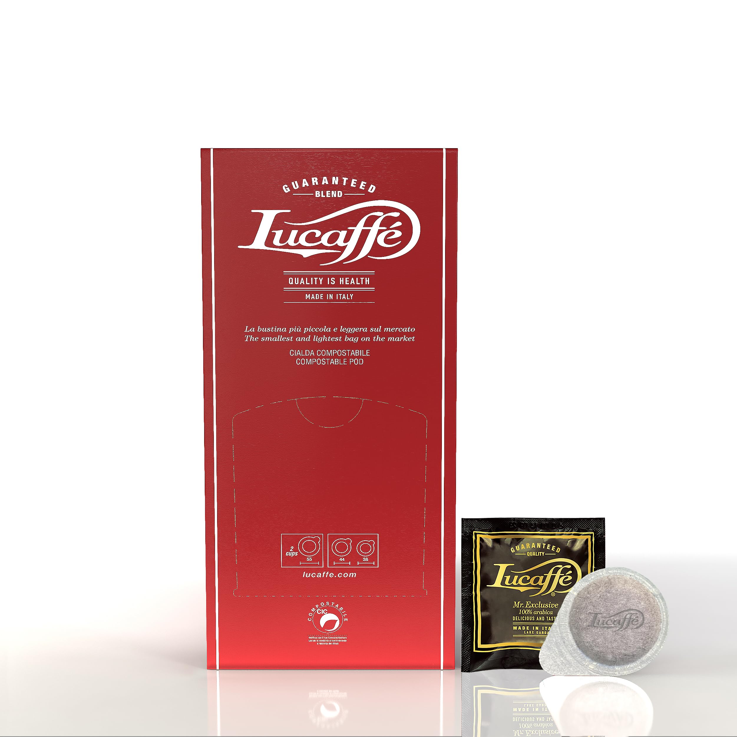 Lucaffè - 150 Kaffeepads 44 mm, Mr. Exclusive 100% Arabica, ESE Kaffee Pads Kaffeemaschine | Premium Mischung for Italienische Espresso |Mittlere Röstung