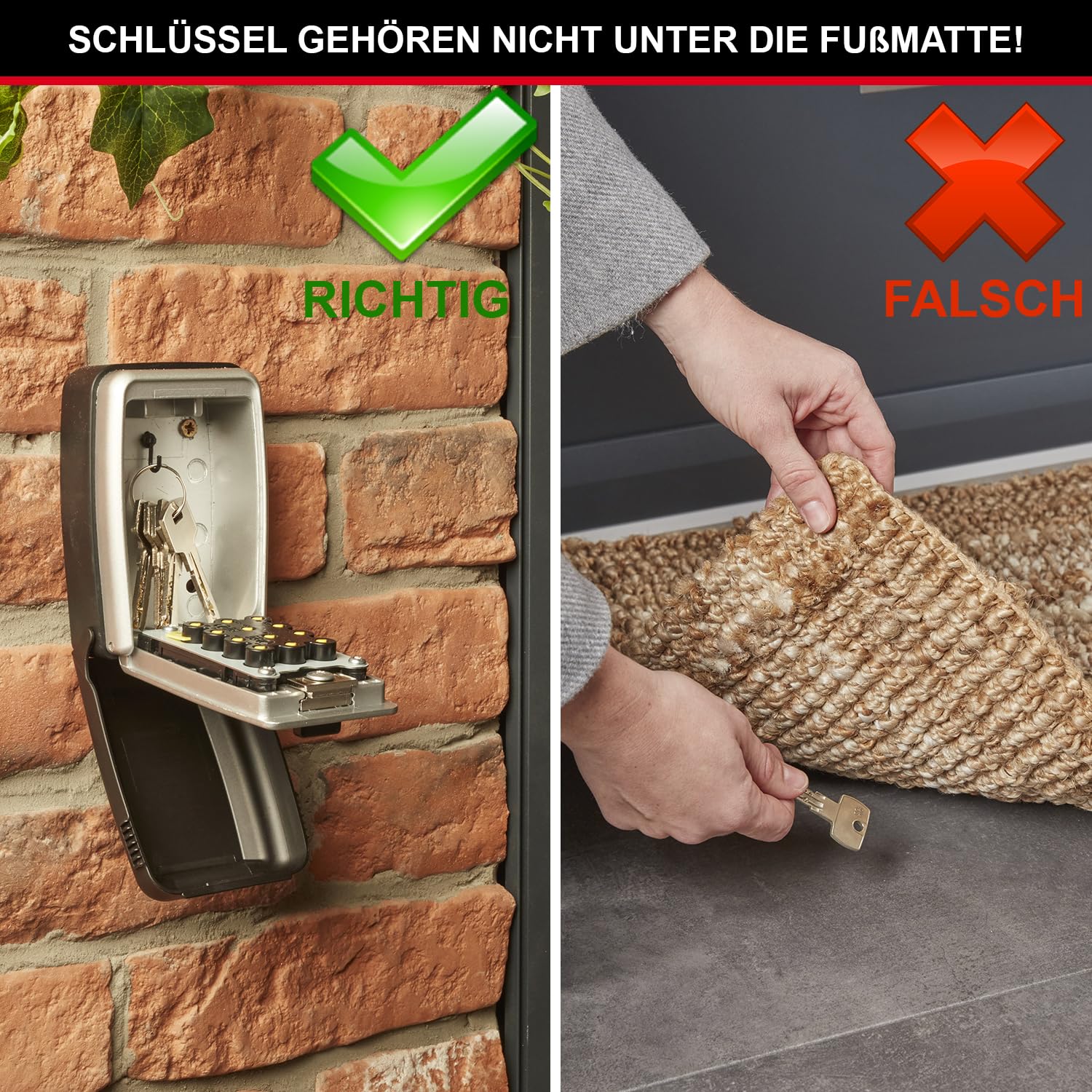 Master Lock Schlüsseltresor mit Druckknopf, Wandhalterung, Aussen, 11.7 x 7.9 x 5.2 cm, Schlüsselsafe