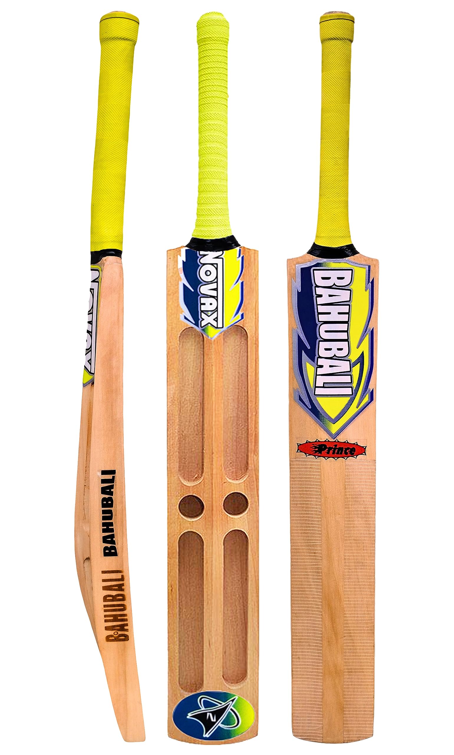 Novax® Bahubali Kashmir Willow Wood Full Size Cricket Scoop Bat for Tennis Ball - Singapore Cane Handle (Double Blade) - Not for Leather Ball - Scoop 665E-image-25