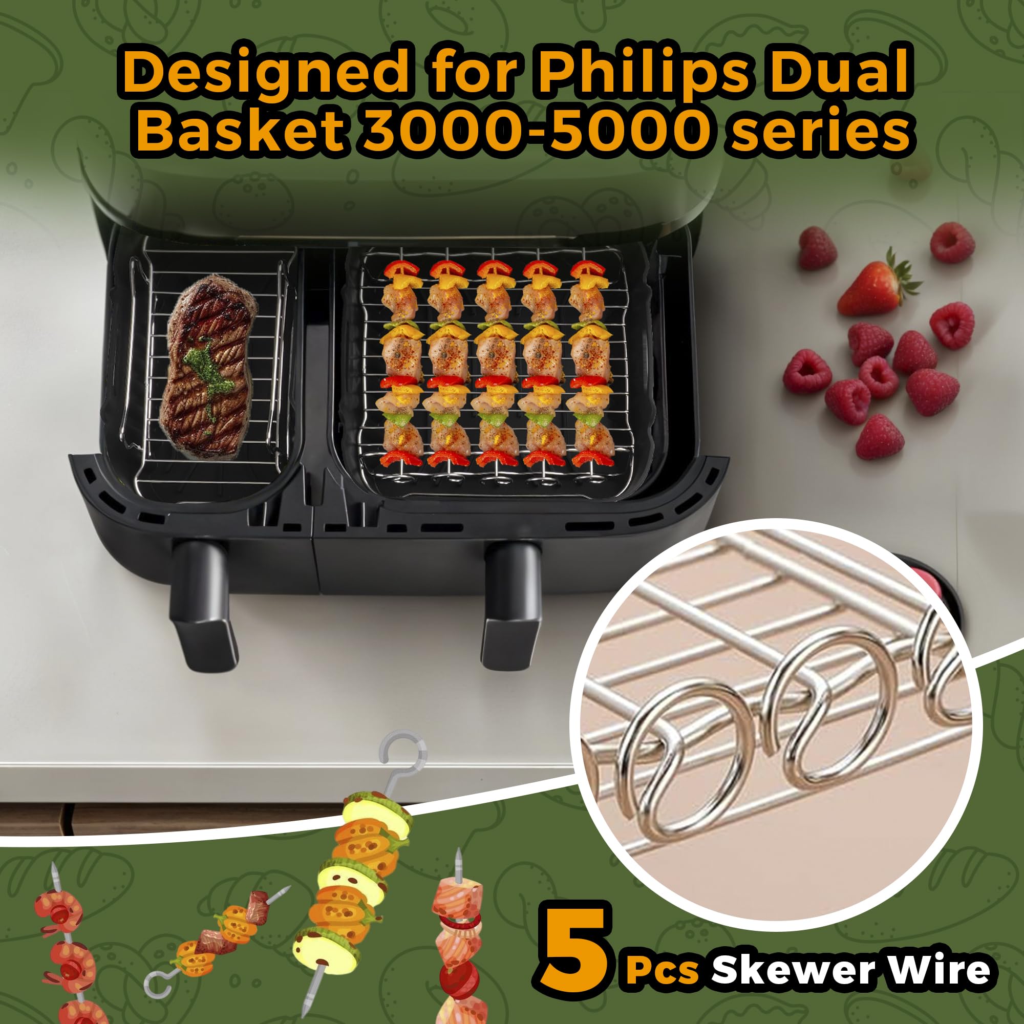 Pietuley 28 Sztuki Akcesoria do Foremek Silikonowych Air Fryer do Philips Series 3000/5000 Dual Basket 3L/6L, Frytkownica Akcesoria na Gorące Powietrze do Philips Steam Airfryer NA350/00 NA550/00