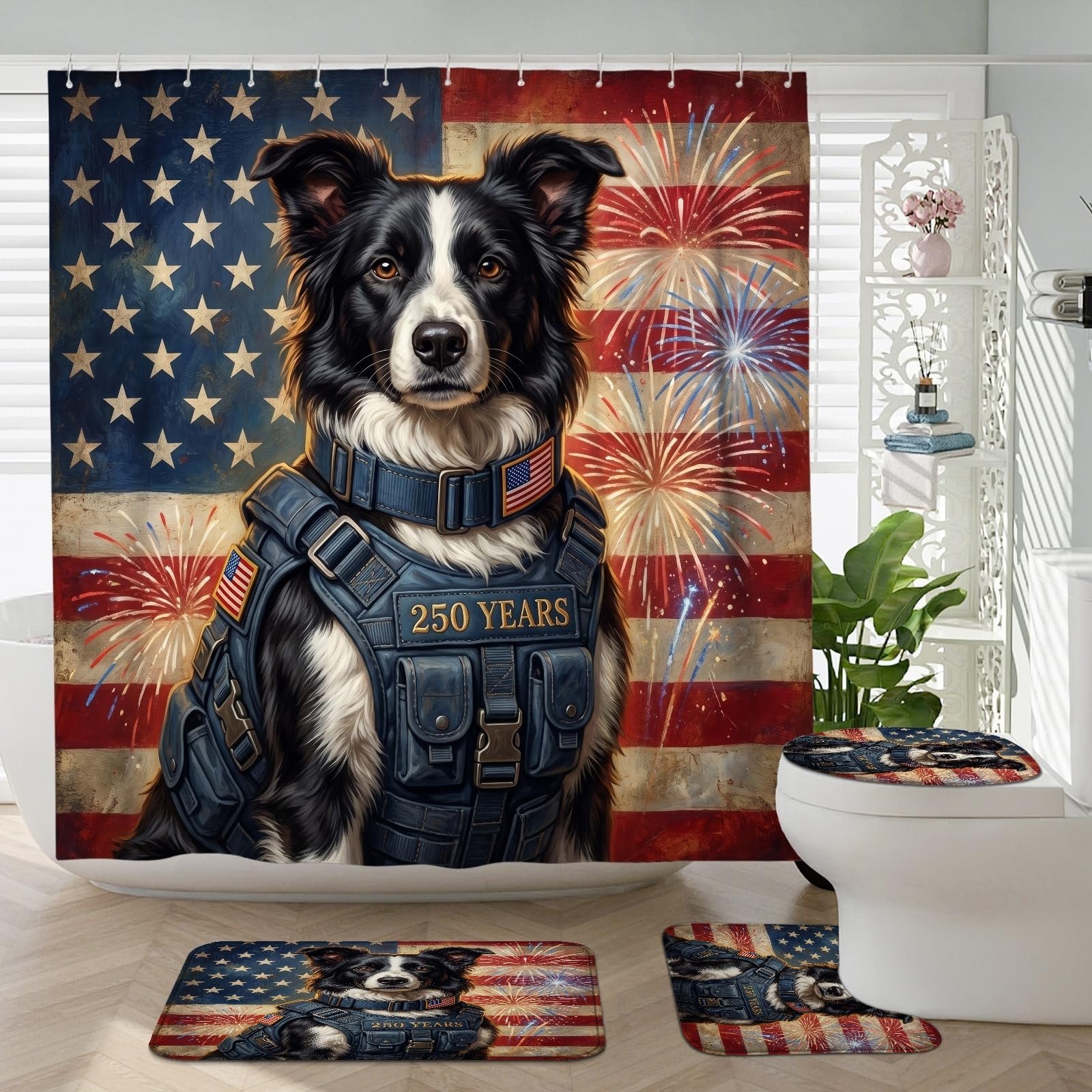 Tapis de salle de bain chien Border Collie pour sécuriser les sols glissants avec style