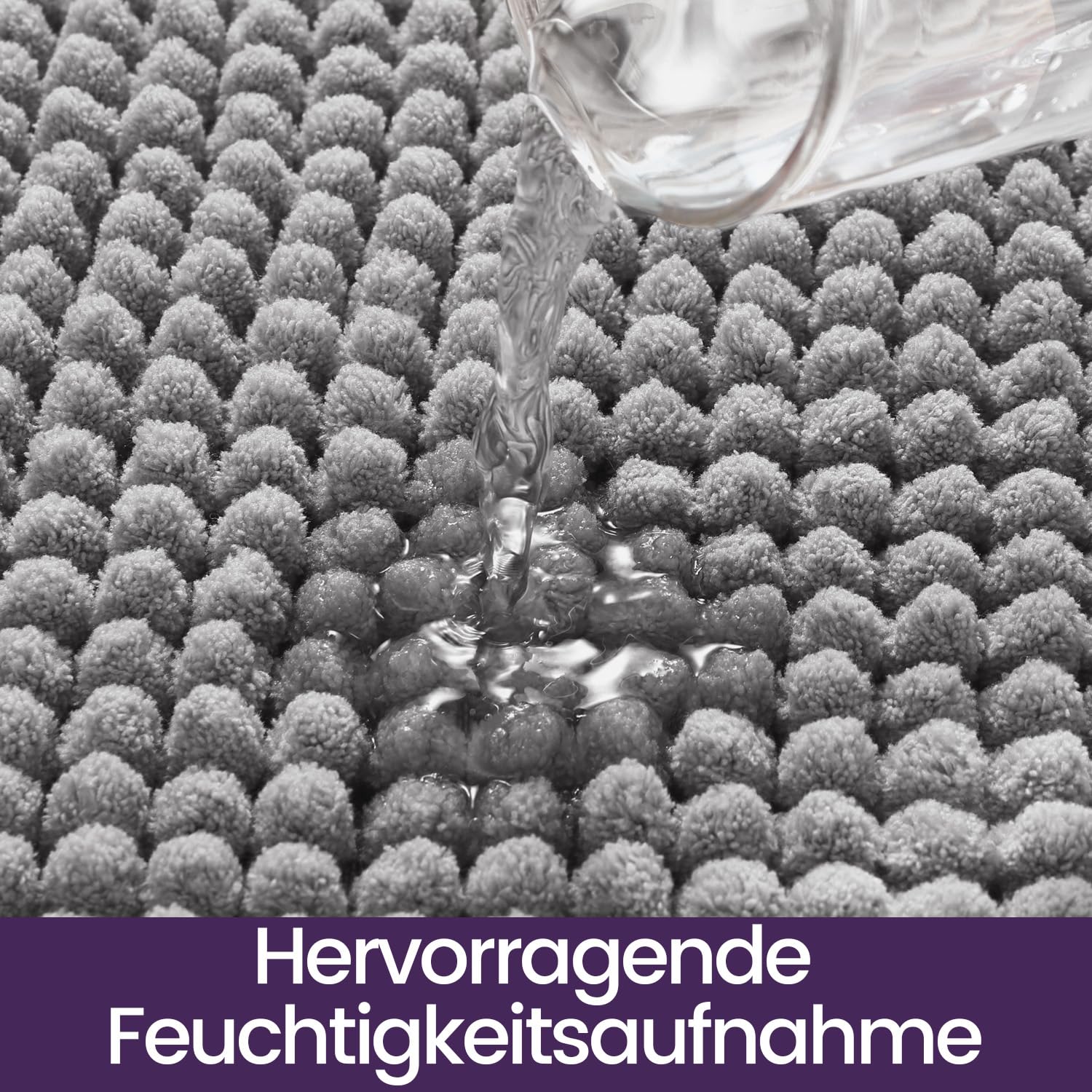 DEXI Badezimmerteppich Set 2 Teilig, weicher Badematte aus Chenille Saugfähig, rutschfest waschbar Badematten & Badteppiche für Dusche, Badezimmer, Waschküche, 60 x 90 cm + 60 x 90 cm, Grau