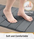 HITSLAM Memory Foam Bath Mat Non Slip, 60x40cm Absorbent Bathroom Mat, Machine Washable Bath Rug for Bathroom, Soft on Feet, Quick Dry, Dark Grey