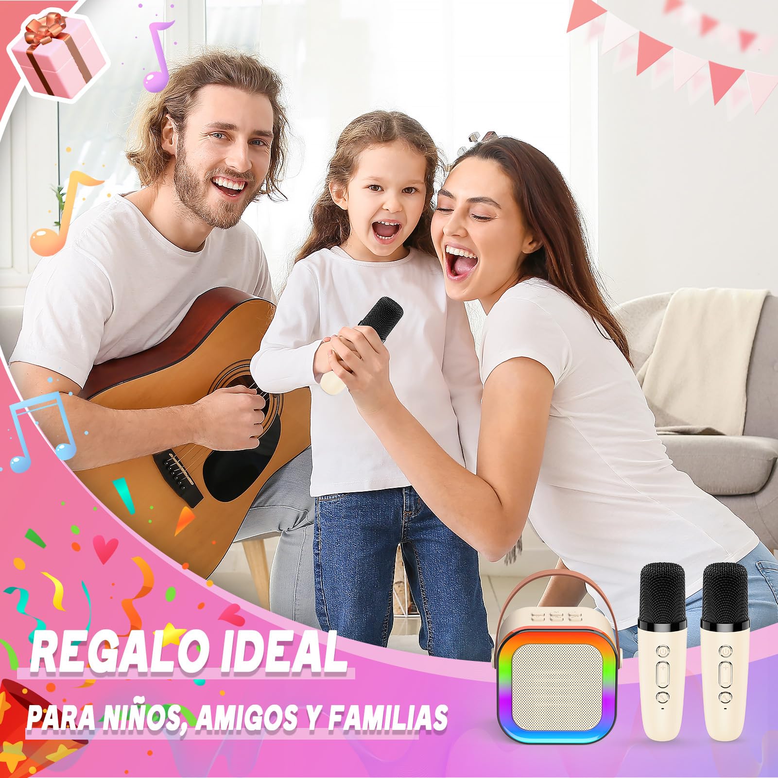 Dislocati Regalo Niña 3-12 Años, Microfono Karaoke Juguetes Niños 3-12 Años Karaoke 2 Microfonos Inalambricos Regalo Niño 4-12 Años Micrófono Karaoke Niños Juguete Niña 3-12 Años Regalo Navidad — view 8