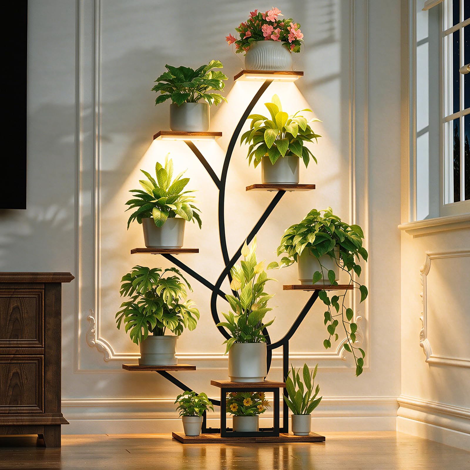 Plant Stand Indoor with Grow Lights - 8 Tiered Corner Flower Shelf