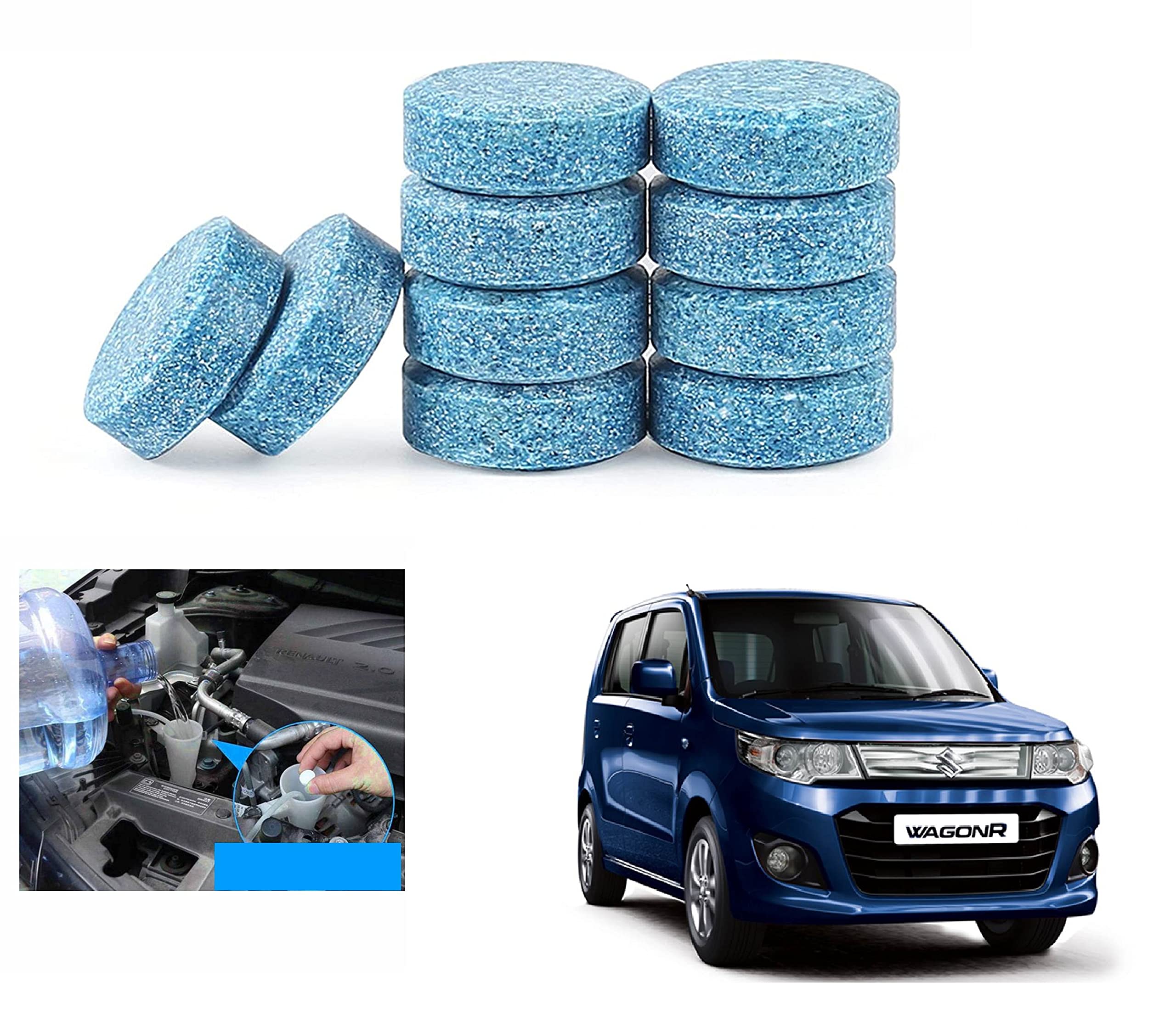 Car Wiper Detergent Effervescent Tablets Auto Windshield Cleaner Glass Tablets| Better Visibility | Safer Driving | Made in India | for Maruti Suzuki WagonR New (10 Tablets)-picture-10