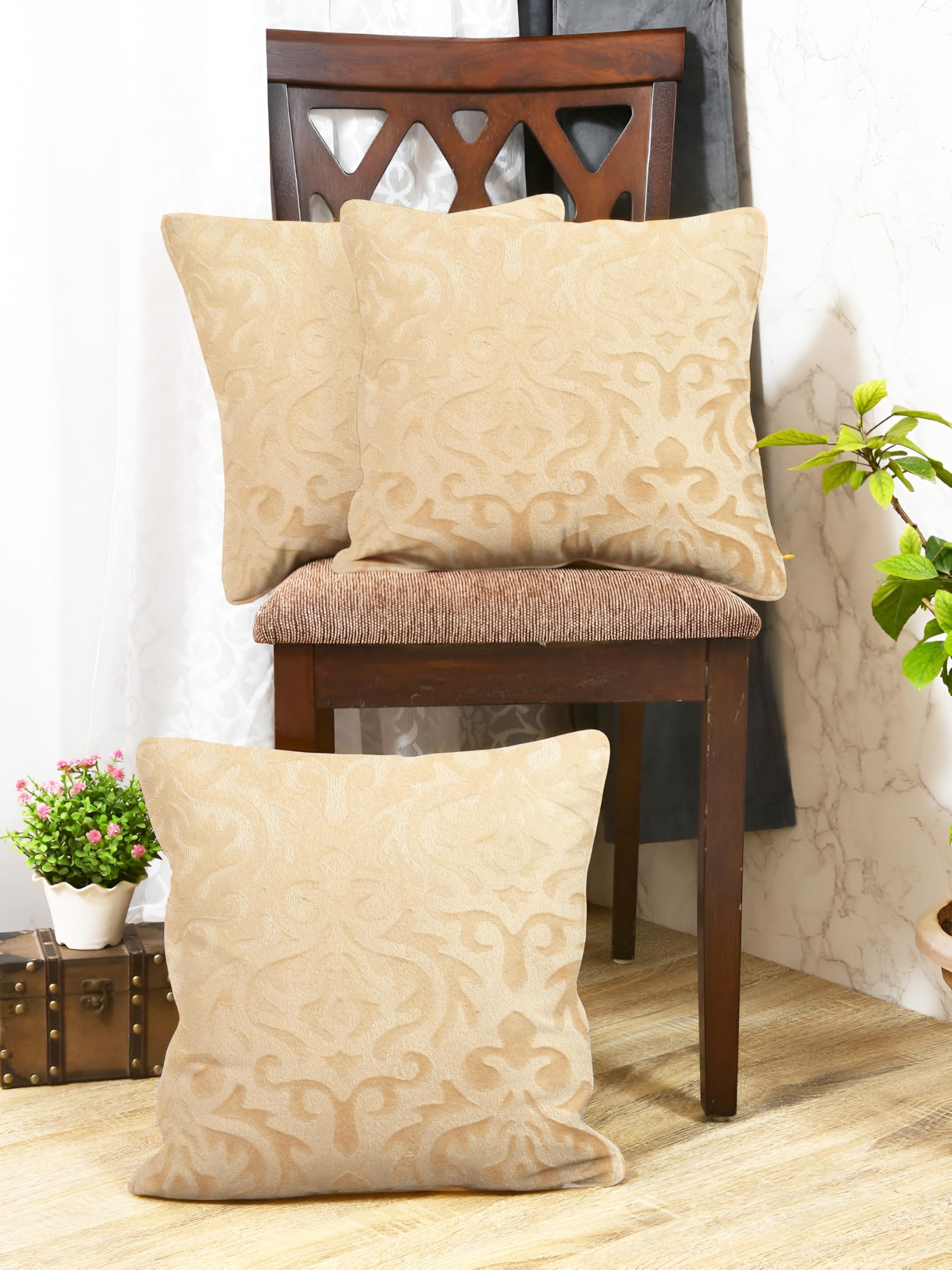 IVAZA Decorative Cushion Covers, Solid Sofa Cushion, Soft Velvet Cushion Case, Square Accent Cushion Covers for Sofa,Couch Bed Chair,Cushion Cover Set of 3 (12" x 12") Beige (B0B1VGCNKN) Amazon Price History, Amazon Price Tracker