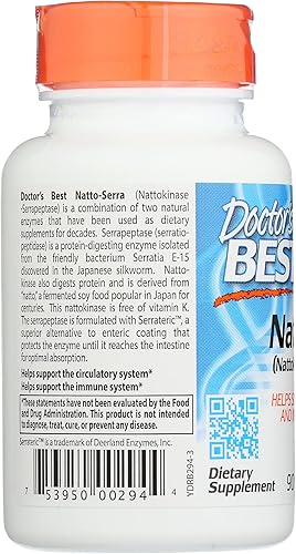 Miniatura 4 de Doctors Best Natto-Serra, sin OMG, vegano, 90 cápsulas vegetales (paquete de 1)