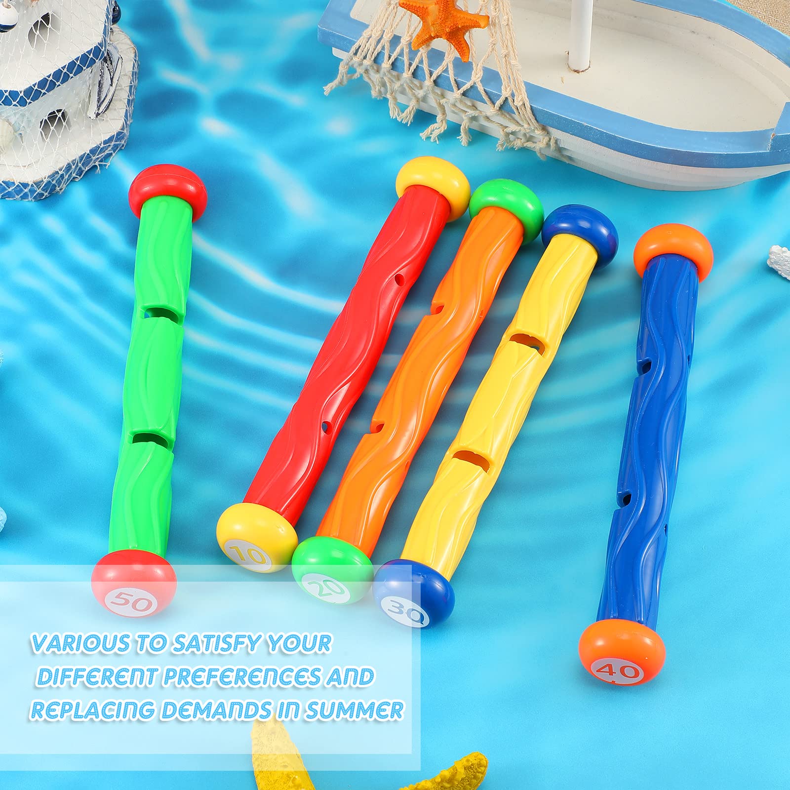 Lewtemi 10 Pcs Diving Sticks Pool Toys for Kids Underwater Training Sinking Throwing Colorful Swimming Toy Sticks Summer Swim Training Water Fun Pool Games 0.9 x 7.8 Inches - Image 6