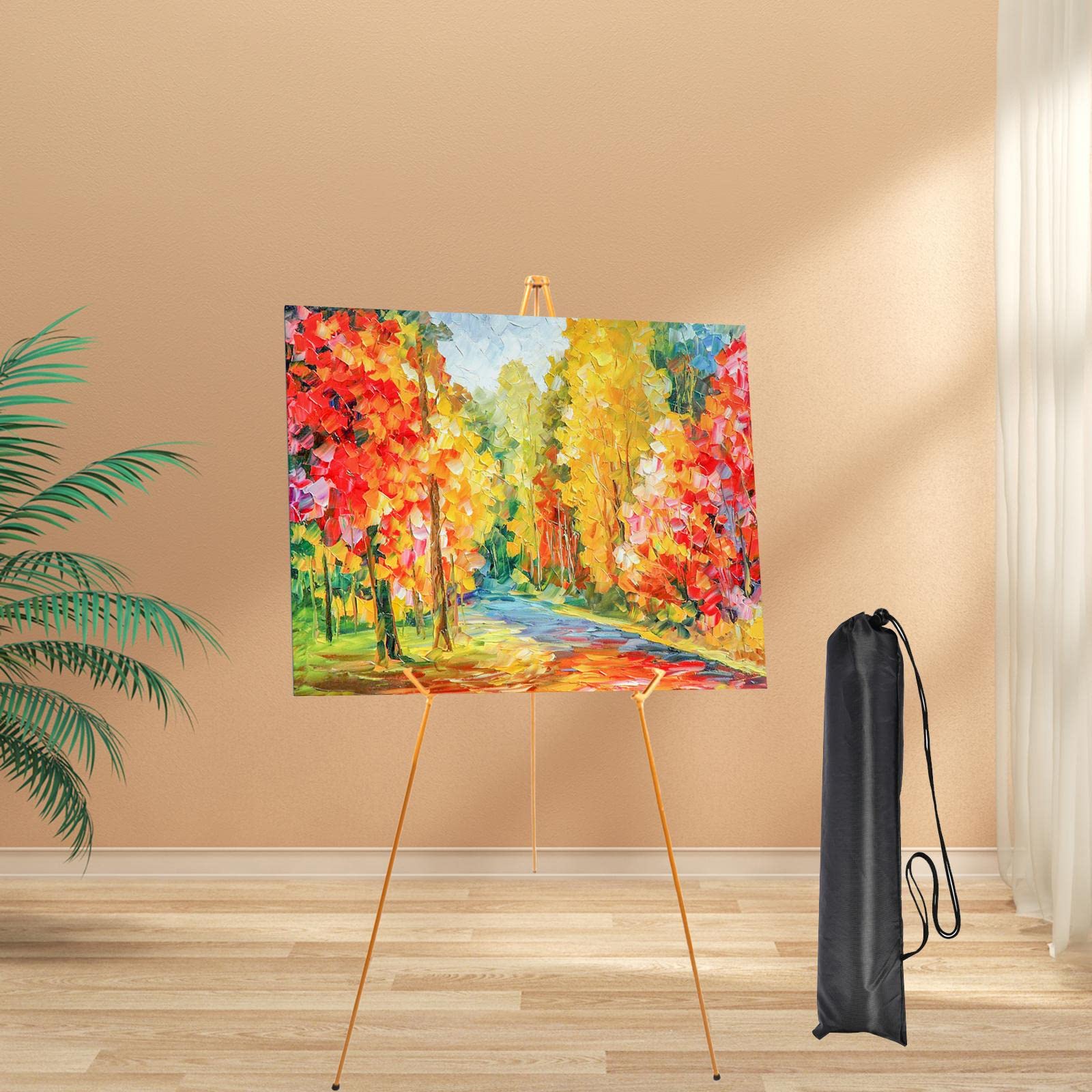 Cavalletto Espositivo con Treppiede, Supporto per Pittura, Cavalletto Pieghevole, Portatile, Altezza Regolabile, Cavalletto per Artisti, per Tavole di