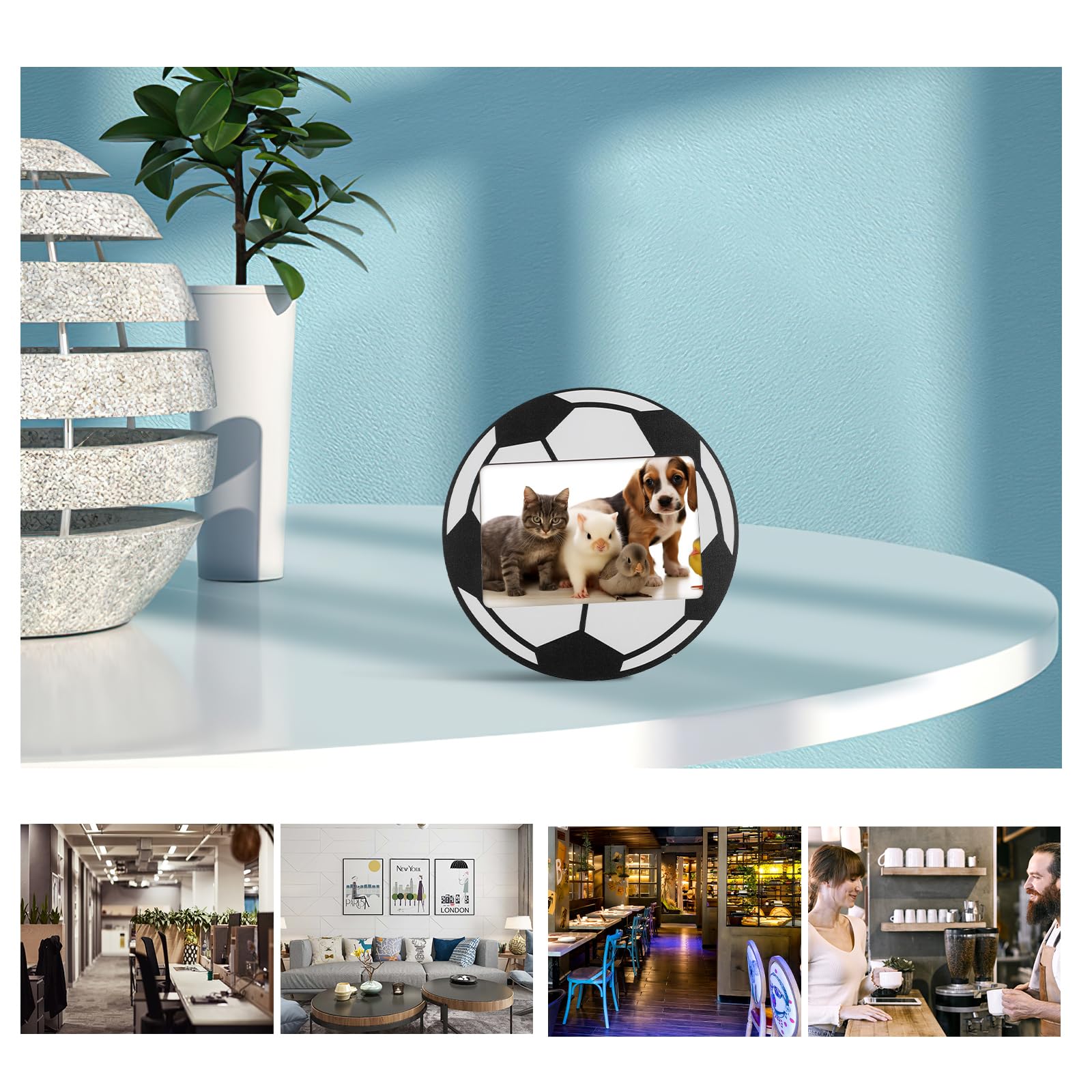 NUOBESTY 6 Piezas Marco de Fotos de Madera Negro para Escritorio y Mesa con Diseño Deportivo Único, Fácil de Limpiar y Mantenimiento Sencillo para Decoración de Fútbol