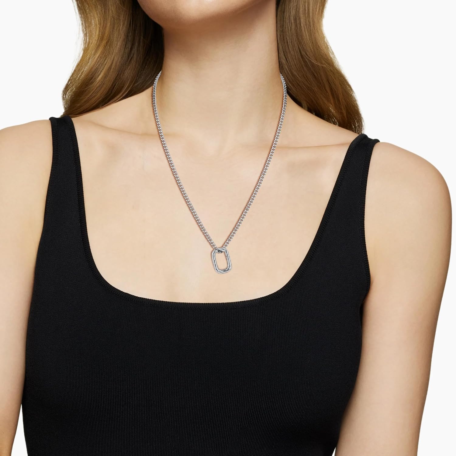 GAVU Ring Holder Necklace for Women, Rectangle Stainless Steel Ring Keeper Necklaces for Women 16"/18"/20" - Image 2